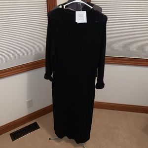 Long Black Sweater with Slits Up Both Sides M